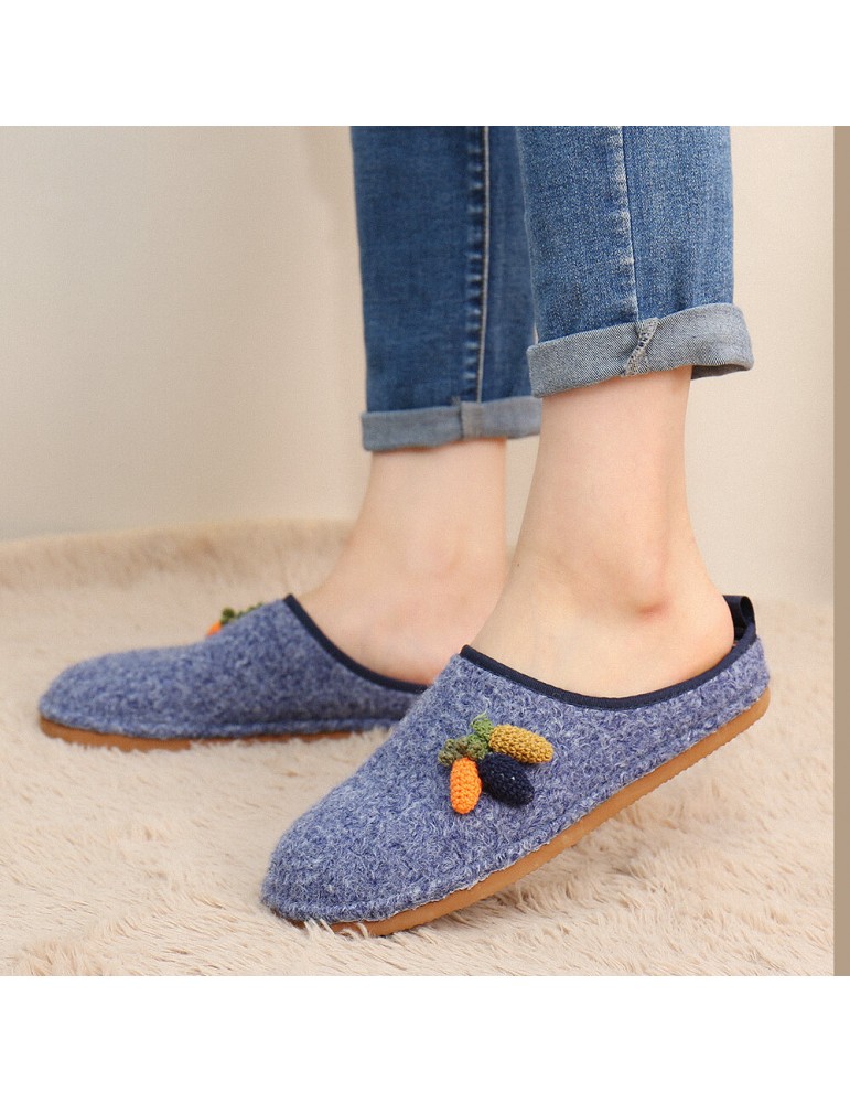 SOCOFY Cute Fruits Decoration Solid Color Household Cotton Slip On Indoor Flat Home Shoes Slippers