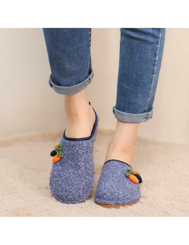 SOCOFY Cute Fruits Decoration Solid Color Household Cotton Slip On Indoor Flat Home Shoes Slippers