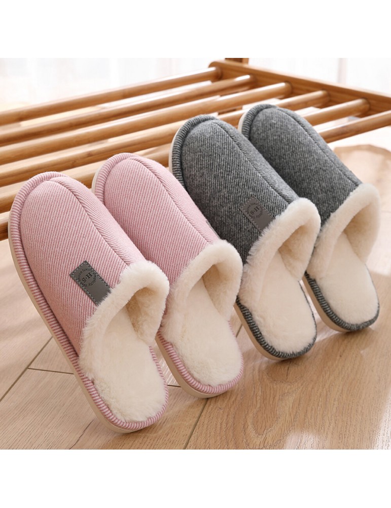 Women Casual Solid Color Closed Toe Flat Comfortable Warm Home Shoes