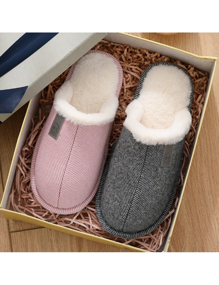 Women Casual Solid Color Closed Toe Flat Comfortable Warm Home Shoes