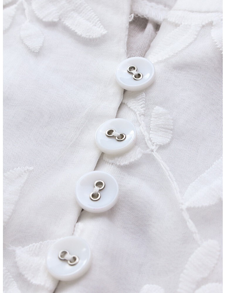 Floral Embroidery V-neck Long Sleeve Irregular Vintage Blouse