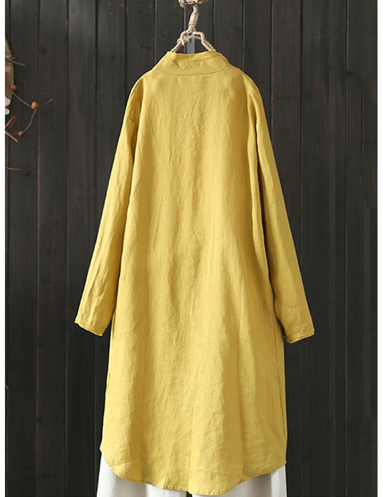 Women Vintage Stand Collar Long Sleeve Autumn Blouse Cardiagns